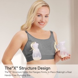 momcozy Hands Free Pumping Bra, Adjustable Breast-Pumps Holding and Nursing Bra, Pumping & Nursing Bra in One
