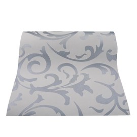 Q QIHANG Sliver Gray Victorian Damask Embossed Textured Non-Woven Material Non-Pasted Wallpaper Roll 1.73'W x 32.8'=57 Square feet