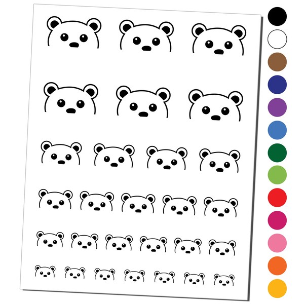 Peeking Bear Temporary Tattoo Water Resistant Fake Body Art Set
