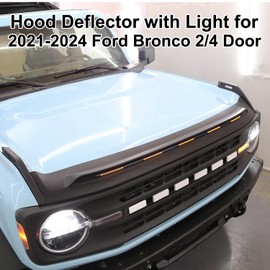Bug Shield Hood Deflector with Light for Ford Bronco 2021-2025 2/4 Door Amber Light Bug Deflector Hood Protector