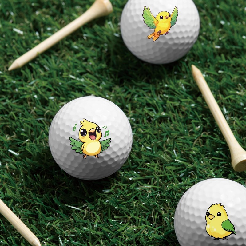 PLIGREAT Cute Birds Golf Ball Markers, Yellow Birds Marking Stickers