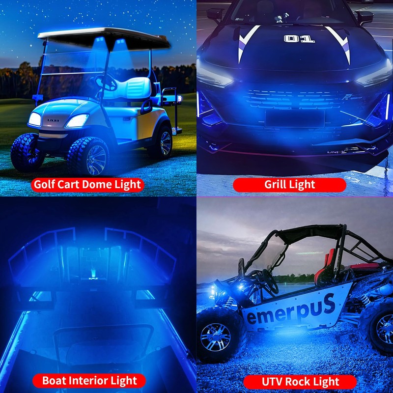 12V Led Blue Lights 210 Degree Wide Angle Waterproof Aluminum,
