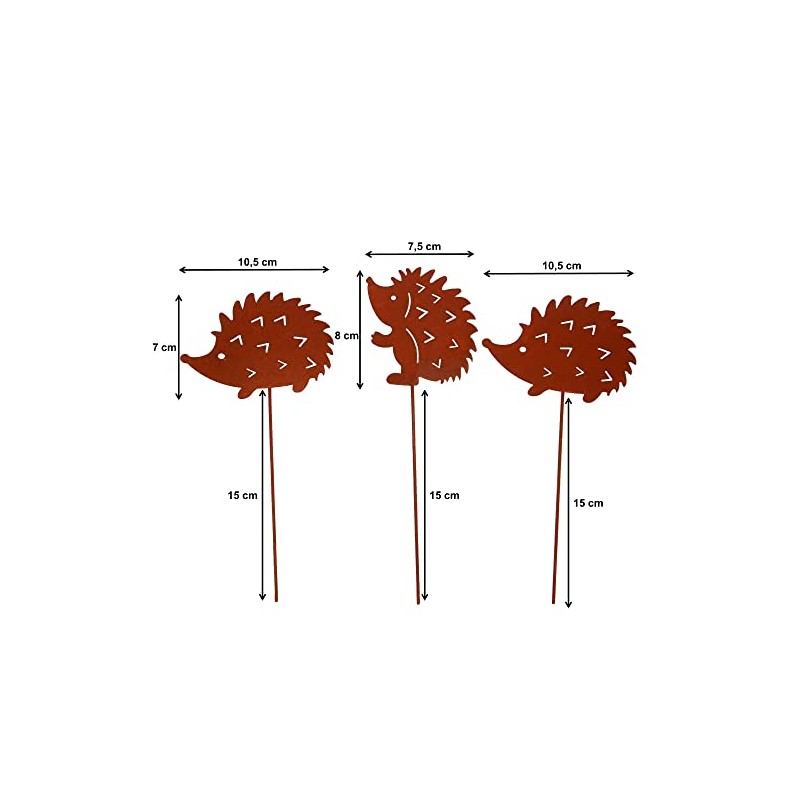 UNUS Garden Hedgehog Garden Stake, Set of 5, Garden Decoration