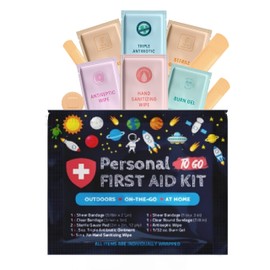 Portable Travel Size First Aid Kit - Perfect for Home, Office, Car, School, Business, Travel, Hiking, College, and Outdoors | Individually Wrapped Medical Kit Products (Outer Space)
