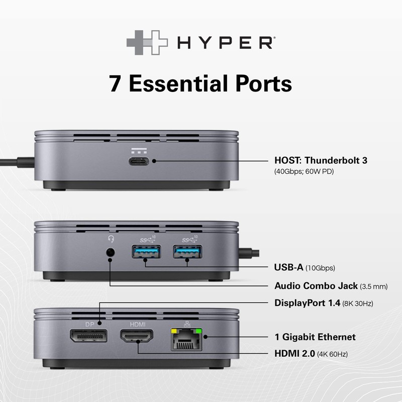 HyperDrive Dual Monitor Thunderbolt Docking Station - Portable Thunderbolt 3