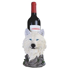 ICE ARMOR Snow Wolf Decorative Wine Rack Bottle Holder, Wine Rest Statue, Home Decor Wine Display Table Centerpiece for Tabletops and Counters, Wine Lovers Housewarming Gift