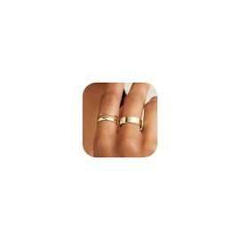 Finrezio 14K Gold Filled Band Rings for Women Gold Stackable Ring Set Thin Gold Ring Plain Pinky Thumb Midi Statement Band Ring Non Tarnish Comfort Fit 3Pcs 1.5mm 3mm 6.5mm