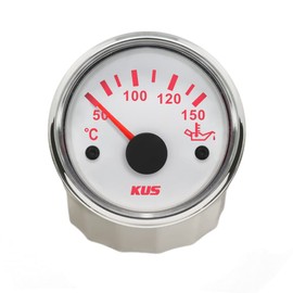 KUS Oil Temperature Display 50-150 °C with Backlight 12 V/24 V 52 mm (2 Inch) (White)