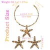 Dmaiy Leopard Print Starfish Necklace Earring Set Gold Statement Choker