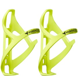 Corki Cycles Bike Water Bottle Holder, Right Side Pull Water Bottle Cage for Road & Mountain Bikes Yellow 2-Pack