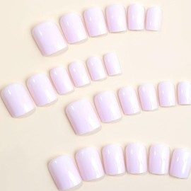 Press on Nails Short Fake Nails,Lucoffeoi 24pcs Square Acrylic False Nails Extra Short Artificial Nails Color Full Cover Glue on Nails Stick on Nails for Women Girls Manicure Art Decorations