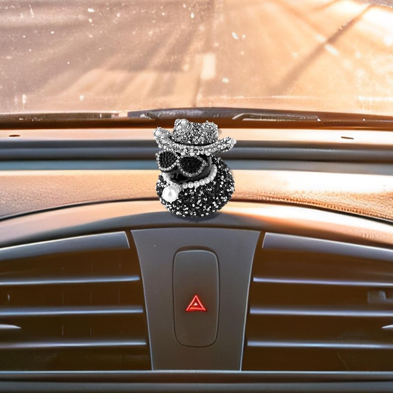 Fukaisu Diamond Rubber Duck, Funny Tiny Duck Mini Car Ornament