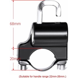 Universal Motorcycle Helmet Lock Security Lock for Anti-Theft Helmet Metal 22 mm - 26 mm Black with Set of 2 Buttons