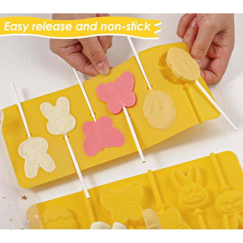 Kamehame Easter Lollipop Molds, Silicone Bunny Egg Butterfly Lollipop Molds
