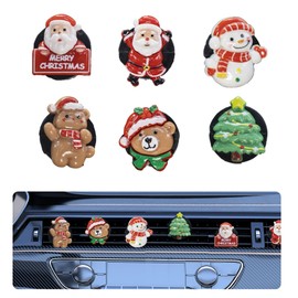 Bekecidi 6 Piece Christmas Air Vent Clip Car Decorations, Xmas Tree Snowman Car Inter Decor Accessories Air Conditioner Vent Ornaments (Style 1)