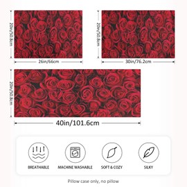 KEEPREAL Natural Red Rose Satin Pillowcase for Hair and Skin Silk Pillowcase - Slip Cooling Satin Pillow Covers with Envelope Closure, Standard Size(20x26 inches) - Valentine's Day Gifts