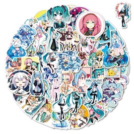 Hatsune Miku Collection Sticker Pack 50pcs for Water Bottles Laptops Cars Skateboards Mens Cave Decorations Teens Adults Sticker