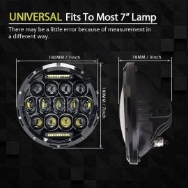 7" Round LED Headlight Turn Signal Hi-Lo DRL For Jeep Wrangler JK CJ LJ TJ 97-18