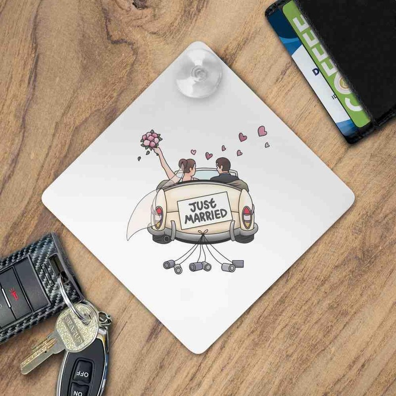 'Just Married Couple Car' Suction Cup Car Window Sign (CG00025744)
