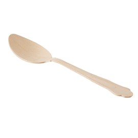 Restaurantware 7.9 Inch Disposable Wooden Spoons 500 Eco-Friendly Spoons - Baroque Style Durable Natural Wood DurableSpoons Splinter-Free Cutlery For Parties Or Catering