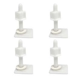 Generic 2 Pairs Great Square White Plastic Toilet Seat Hinge Bolt Screw for Top Mount Toilet Seat Hinges,with Plastic Nuts and Washers Parts Kit(Screw Outside Diameter:39mm/1.53in)