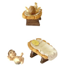 FADEDA 2 x Baby Jesus with bars, height: 15 cm, hand-painted, detailed nativity figures, Christmas table decoration, nativity accessories
