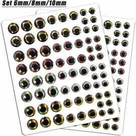 360pcs/5packs Fishing Lure Eyes 4D Holographic Color Artificial Baits Fly Tying Lure Eye Molded Plastic Fishing Lure Eyes 6mm/8mm/10mm