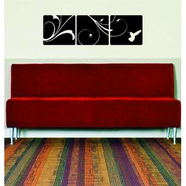 3 Box Panel with Branch and Bird Decal Sticker Wall Nature Beautiful Hummingbird Child Boy Teen Girl Modern