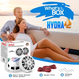 Pyle 8 Inch Dual Marine Speakers 10 Inch Outer Frame Waterproof and Weather Resistant Outdoor 300 Watt Power and Poly Carbon Cone and Cloth Surround - 1 Pair - PLMR82 (White)