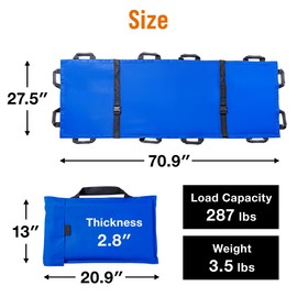 Japard Portable Transport Stretcher with 12 Rubber Handles & Carrying Bag – Dog Stretcher & Gurney, Patient Animal Mover for Outdoor Emergency Casualty Evacuation (Blue - 1 pc)