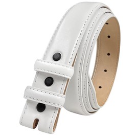 Italian Calfskin Genuine Leather Dress Belt Strap with Snaps 1-1/8"(30mm) Wide (Smooth White, 50)