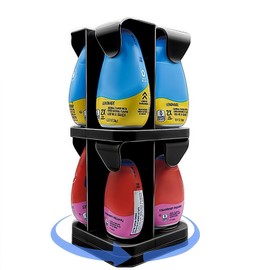 Flybok Organizer for Mio/KoolAid Liquid Water Enhancer - 2-Tier Spinning Holder for 8 Liquid Water Enhancers (Fits 3.24oz & 1.62oz), Stackable ABS Storage, Space-Saving Countertop Dispenser (Black)