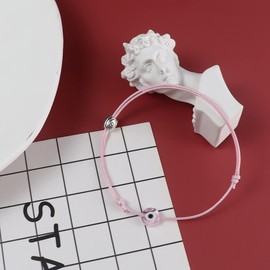 Caiyao Evil Eye String Bracelet Red pink black blue Lucky Amulet Mal de ojo Kabbalah Protection Handmade Bracelet Adjustable For Women Men-Pink