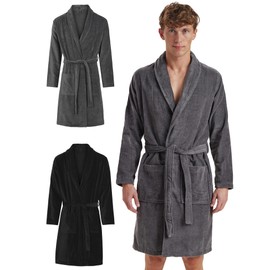 Claudio Men's Frotté Bathrobe - 100% Organic Cotton - Oeko-Tex Certified - Soft & Absorbent, gray