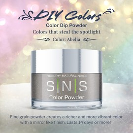 SNS Healthy Natural Nails SNS Nail Dip Powder Colors, Gelous Color Dipping Powder - Abelia (Metallic, Gray Shimmer) - Long-Lasting Dip Nail Colors - Low-Odor Nail Color for Professionals & At-Home DIY - 0.5 oz