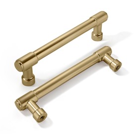 khtumeware 10 Pack Brushed Brass Cabinet Pulls 3-3/4 Inch(96MM) Hole Centers Brushed Gold Cabinet Handles Cabinet Hardware Kitchen Handles for Cabinets Cupboard Handles Drawer Pulls
