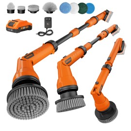 Alloyman 1200RPM Electric Scrubber for Floors,Walls - Replaceable Battery Design for Outdoor Garden, Patio Cleaning Stubborn Stains,Yellow/Black