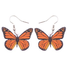 SHIGIE Acrylic Orange Monarch Butterfly Earrings Dangle Spring Summer Insects Animals Jewelry For Women Charms Gifts (Orange)
