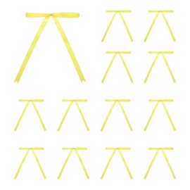 MECCANIXITY 50 Pcs 5x7 Twist Tie Bows Satin Ribbon Bows Wrapping Bows for Craft DIY Sewing Wedding Decor Birthday Party Treat Bags Lemon Yellow