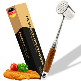 Netrox Home® Stainless Steel Meat Tenderiser with Wooden Handle I High Quality Cooking Tool for Professional Tenderising Meat Ergonomic, Durable & Perfect Grilling Enjoyment I A Must for Any Kitchen