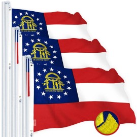 UD_G128 3 Pack: Georgia GA State Flag  2.5x4 Ft  StormFlyer Series Embroidered 220GSM Spun Polyester  Embroidered Design, Indoor