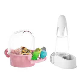 Set de bebedero y comedero automático para pájaros, hidratación sin derrames, accesorios para jaulas de aves para cacatúas, loros, agapornis, canarios, pinzones, periquitos y otras aves de t