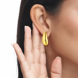 6 Pairs Gold Hoop Earrings Set for Women, Lightweight 14K Gold Plated Chunky Hoop Earrings Set, Hypoallergenic Thick Open Twisted Huggie Hoops Earrings Jewelry Gift for Women