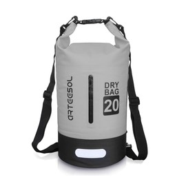 Arteesol Dry Bag, Waterproof Bag, 5L/10L/20L/30L, Pack Sack with Long Double Adjustable Shoulder Strap, for Swimming, Boating, Kayaking, Water Sports, grey, 30l