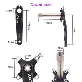 BUCKLOS IXF 104 BCD 30-52T Mountain Bike Crankset -Hollow Integrated MTB 170mm Crank Set and MTB Flat Aluminum Alloy Pedal with Large Platform -Non-Slip Pedals