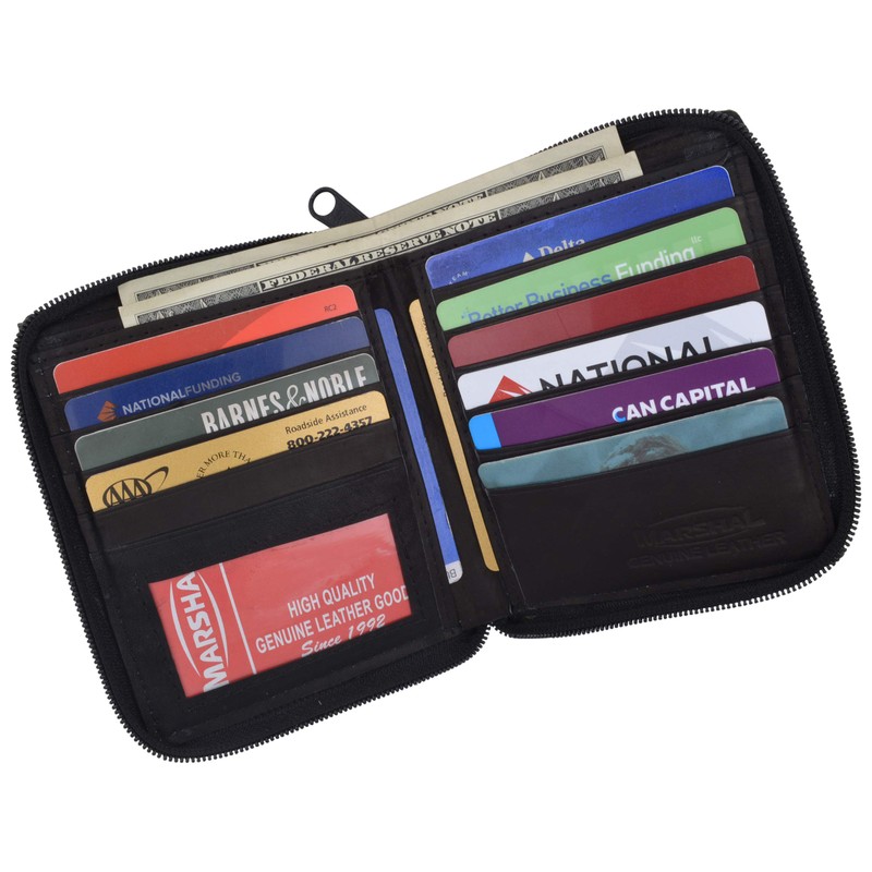 Mens Leather Zippered Wallet style - 702 (Color:Black)