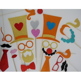 25 Pc Photo Booth Party Props Weddings Circus Theme, Prom Night Baby Shower