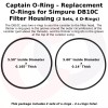 Captain O-Ring O-Rings for Simpure DB10C Filter Housing (2 Sets,