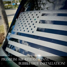 GOLD HOOK American Flag Rear Window Decal Sticker for Car & Truck - 14" x 10" - Patriotic Matte USA Graphics for SUV, Pickup (Black, Gray)