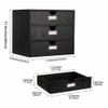 PACKGILO Wooden Storage Box Rustic Desktop Organizer with 3 Drawers